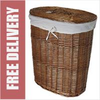 Wicker Laundry Linen Basket with Lid and Liner Dark